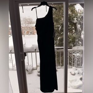 Adrianna Papell Velvet One-Shoulder Dress